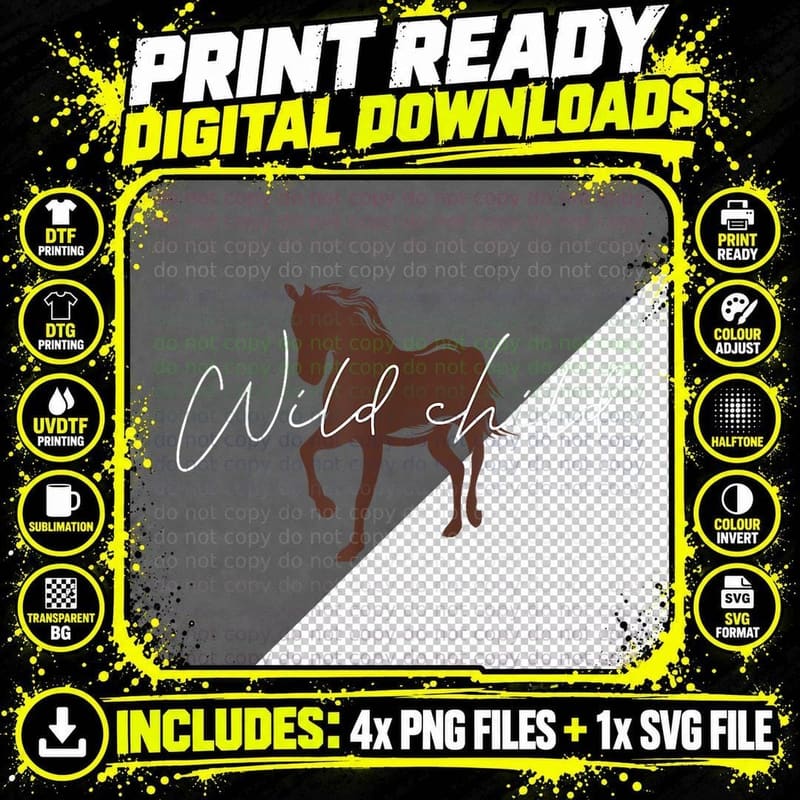 Wild About Horses, Cute Horse Girl T-Shirt Png SVG Digital Bundle
