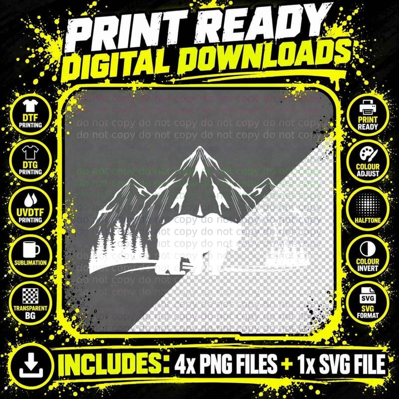 Wildlife Animal Bear Nature Trees Outdoor Mountains Png SVG Digital Bundle