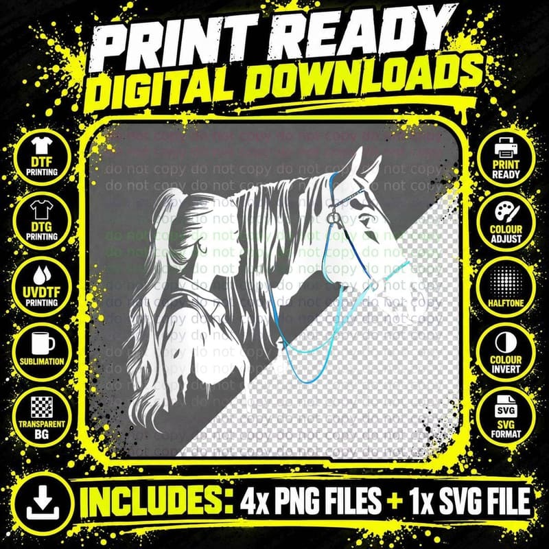 Woman with Horse - Horse Girl - Horses Png SVG Digital Bundle