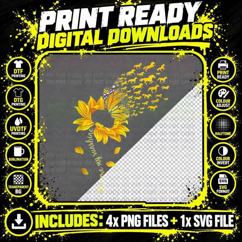 You Are My Sunshine Horse Sunflower Funny Horses Lover Png SVG Digital Bundle