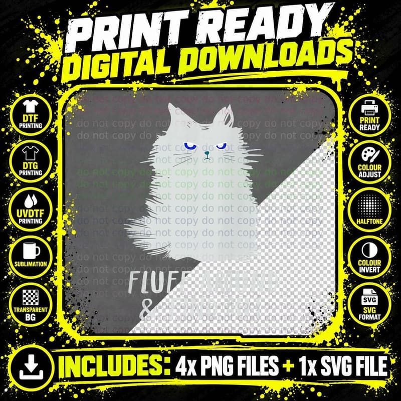 Black Cats for Women, Fluff Around Funny, Sarcastic Cat Png SVG Digital Bundle