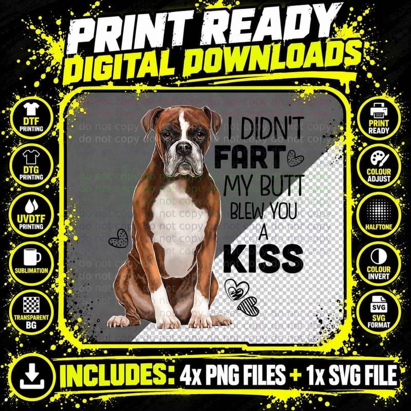 Boxer Dog Funny for Dog Mom, Dog Dad Png SVG Digital Bundle