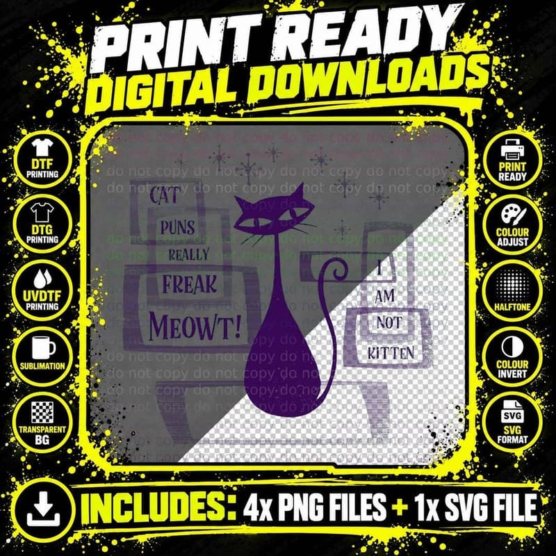 Cat Puns Really Freak Meowt T-Shirt Png SVG Digital Bundle