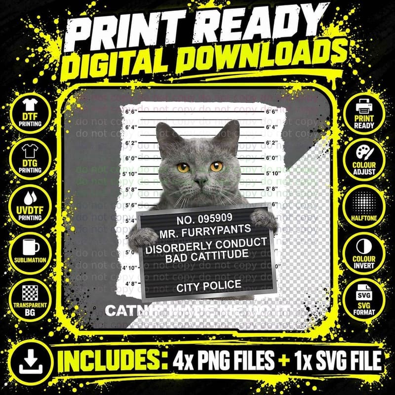 Catnip Made Me Do It Funny Cat T-Shirt Png SVG Digital Bundle