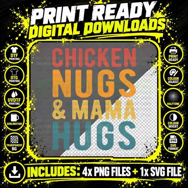 Chicken Nugs and Mama Hugs Toddler for Chicken Nugget Png SVG Digital Bundle