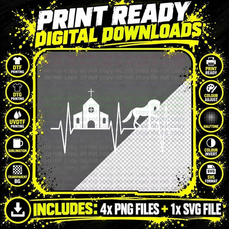 Church Christian Horse Lover Jesus Going to Church Png SVG Digital Bundle
