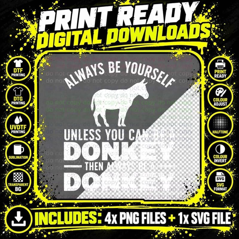 Cool Donkey for Men Women Zoo Mule Horse Farm Animal Png SVG Digital Bundle