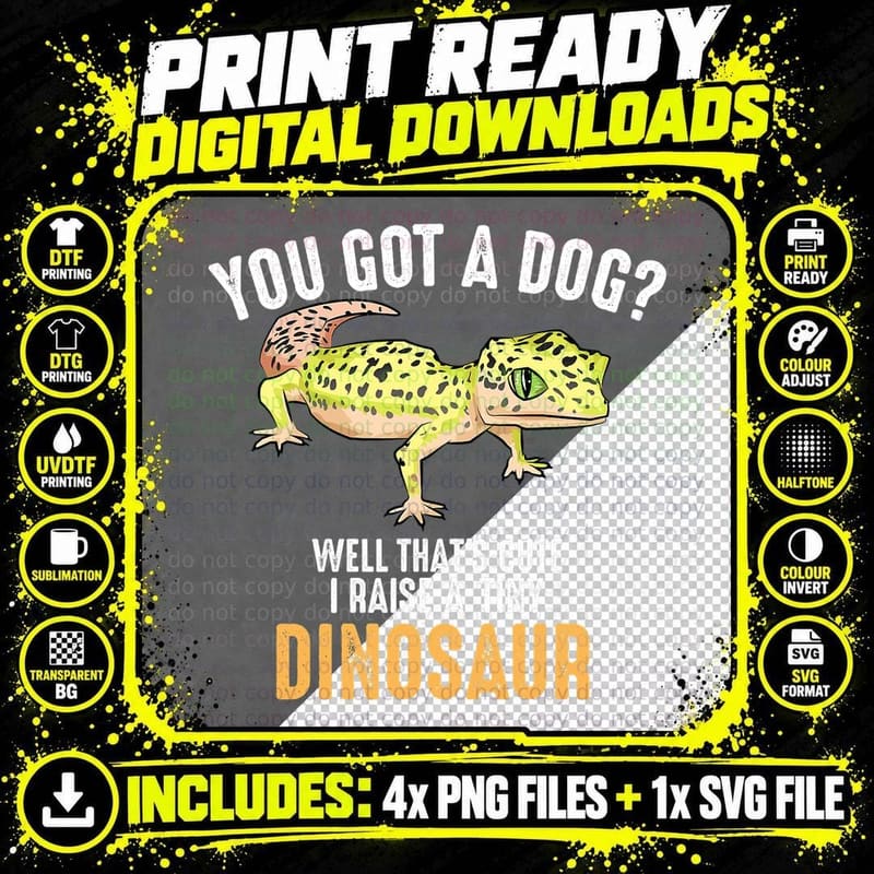 Cool I Raise Tiny Dinosaur Funny Leopard Gecko Pet Gift Png SVG Digital Bundle