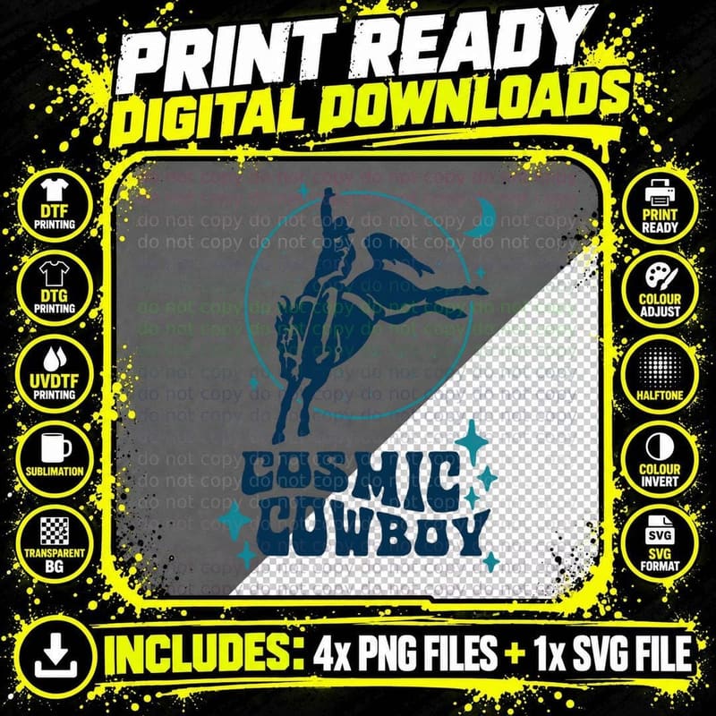 Cosmic Cowboy, Rodeo Horse for Men Women Horse Barrel Png SVG Digital Bundle