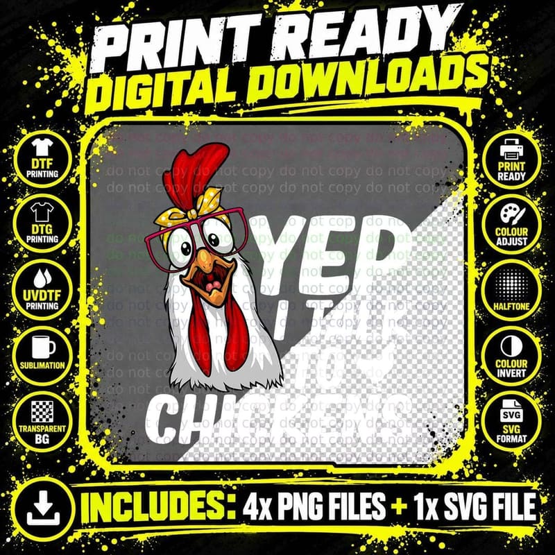 Cute Chicken Art for Men Women Kids Chicken Farmer Png SVG Digital Bundle
