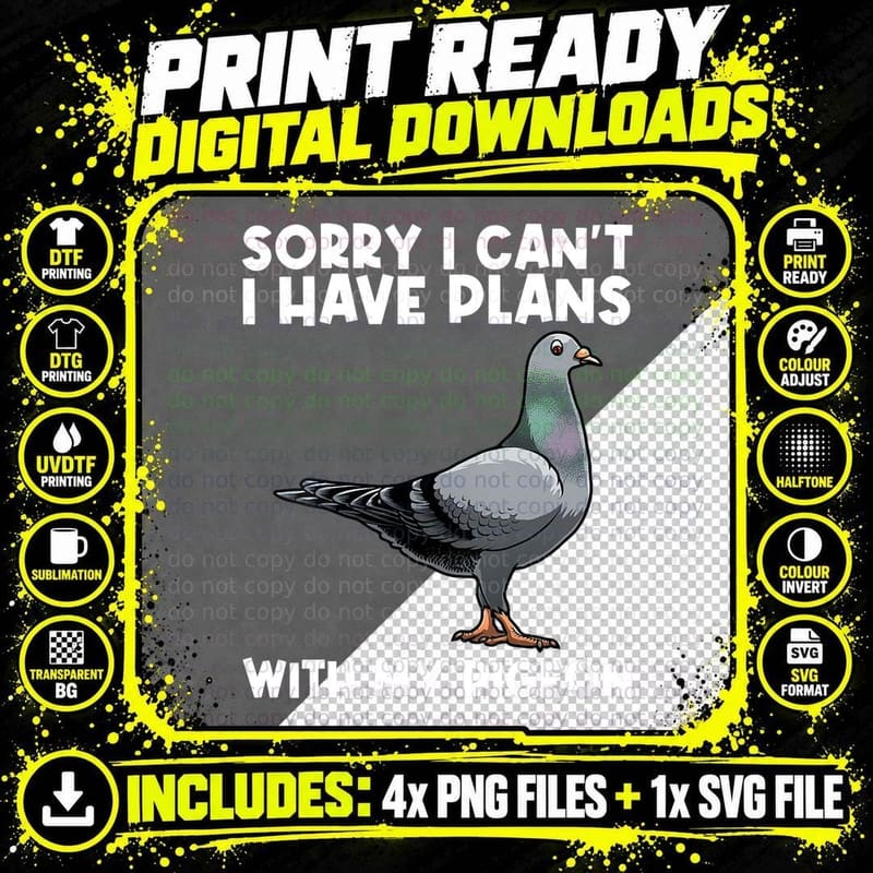 Cute Pigeon Design for Men Women Domestic Pigeon Bird Png SVG Digital Bundle