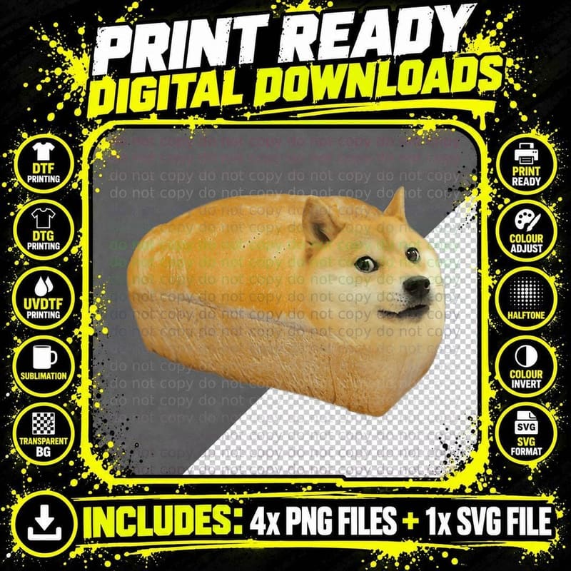 Fashion Shiba Inu Doge Bread Meme Dog T-Shirt Png SVG Digital Bundle