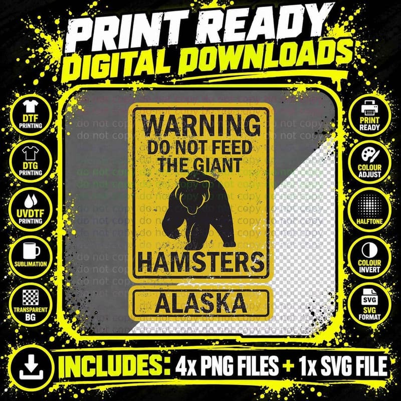 Funny Alaska Grizzly Brown Kodiak Bear Gift for Men Png SVG Digital Bundle