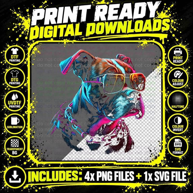 Funny Boxer Dog Owner Vaporwave Notorious DJ Png SVG Digital Bundle