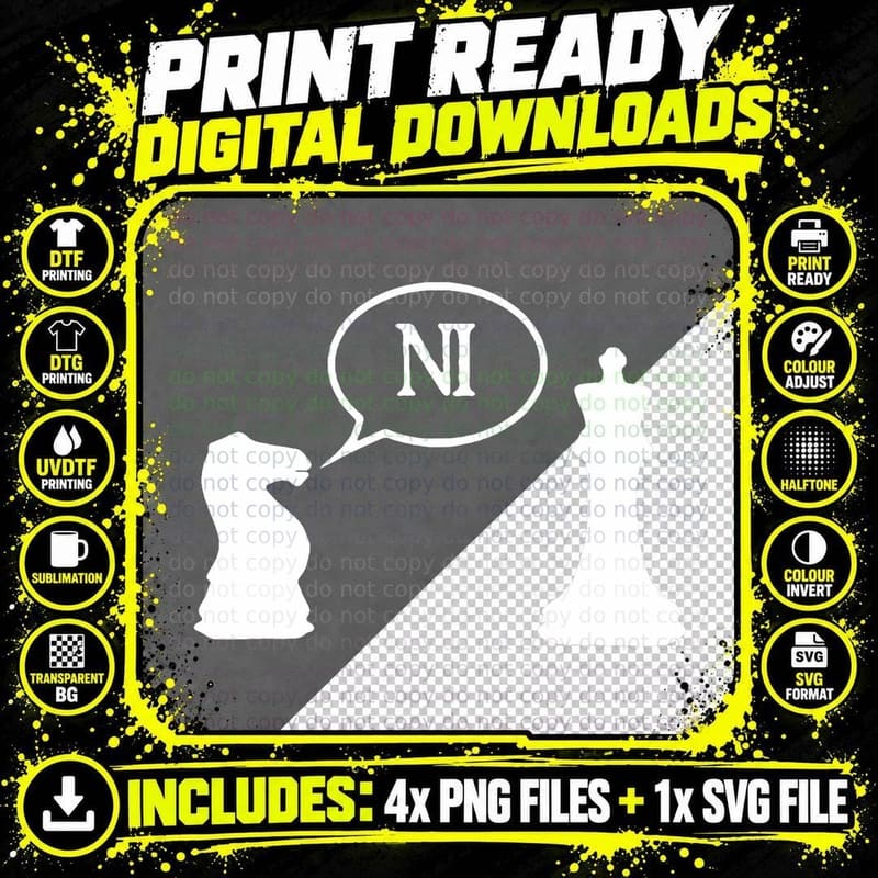 Funny Chess Lovers Chess Pieces Horse and Queen Ni Png SVG Digital Bundle