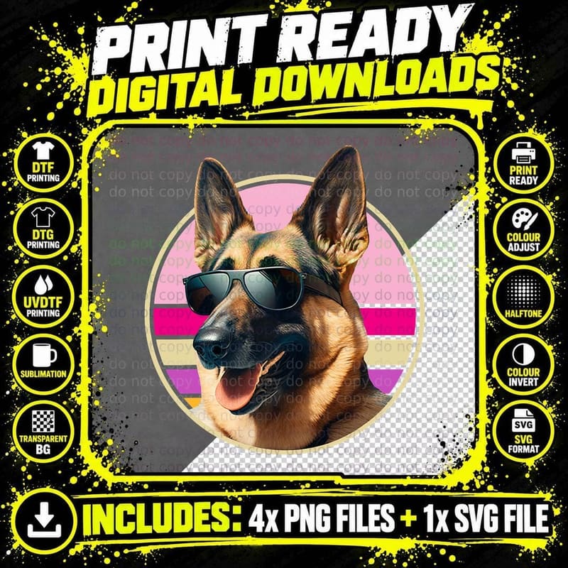 Funny German Shepherd Dog Design Art Costume Outfit Mom Png SVG Digital Bundle