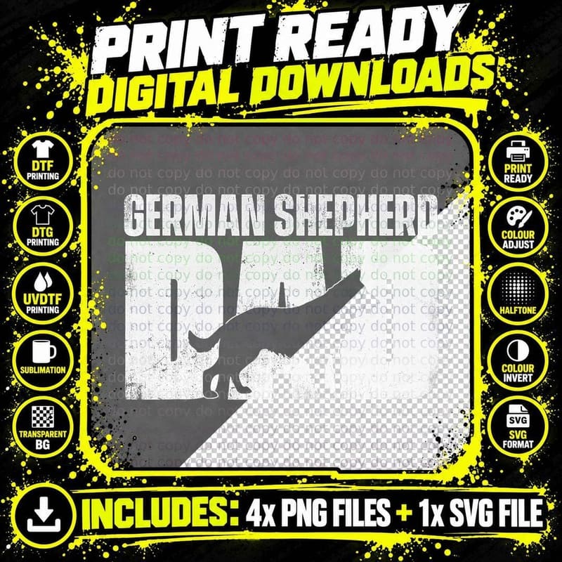 German Shepherd Dad - Father's Day Dog Owner Canine Png SVG Digital Bundle