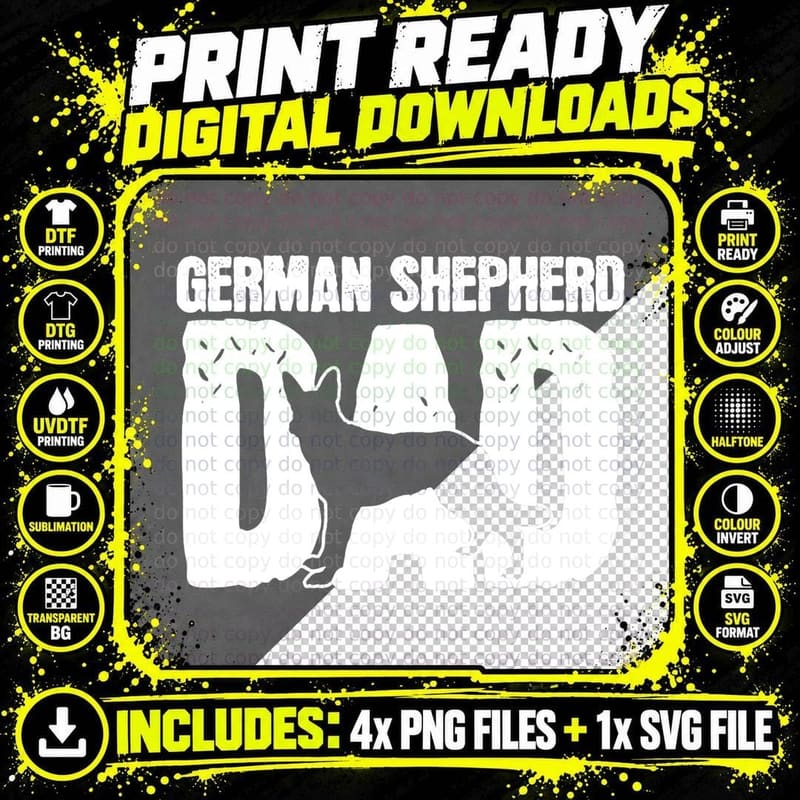 German Shepherd Dad Dog Lover Father's Day T-Shirt Png SVG Digital Bundle