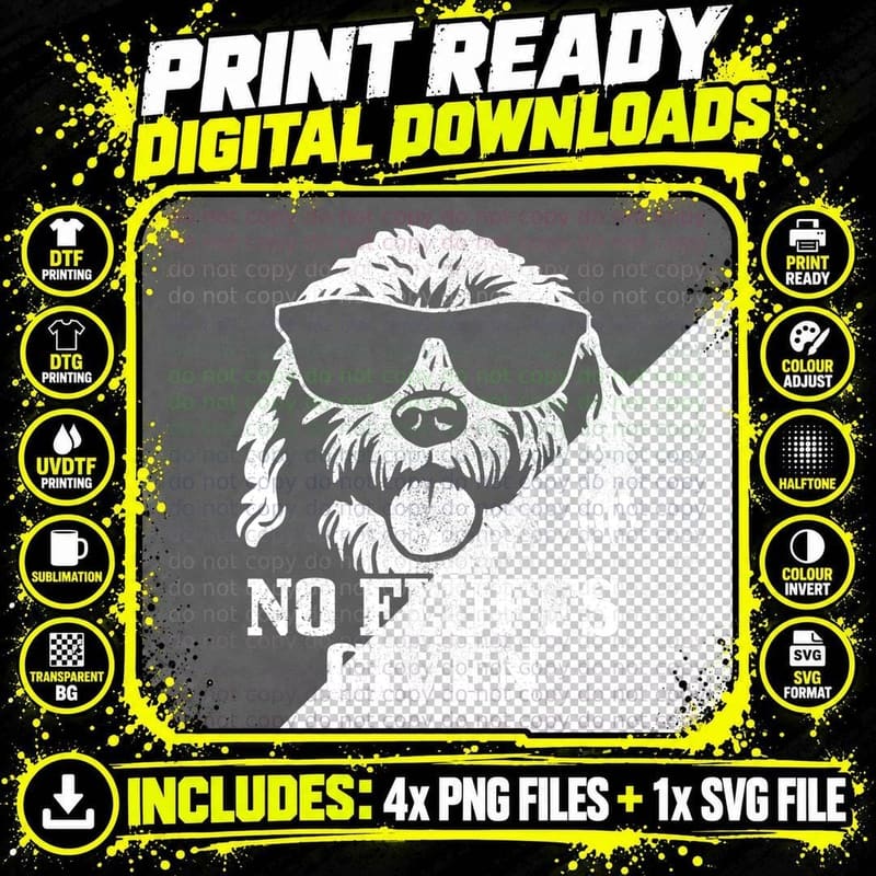 Goldendoodle Labradoodle No Fluffs the Dood Funny Doodle Png SVG Digital Bundle