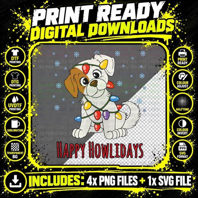 Happy Howlidays Beagle Cute Dog Crewneck Sweatshirt Png SVG Digital Bundle