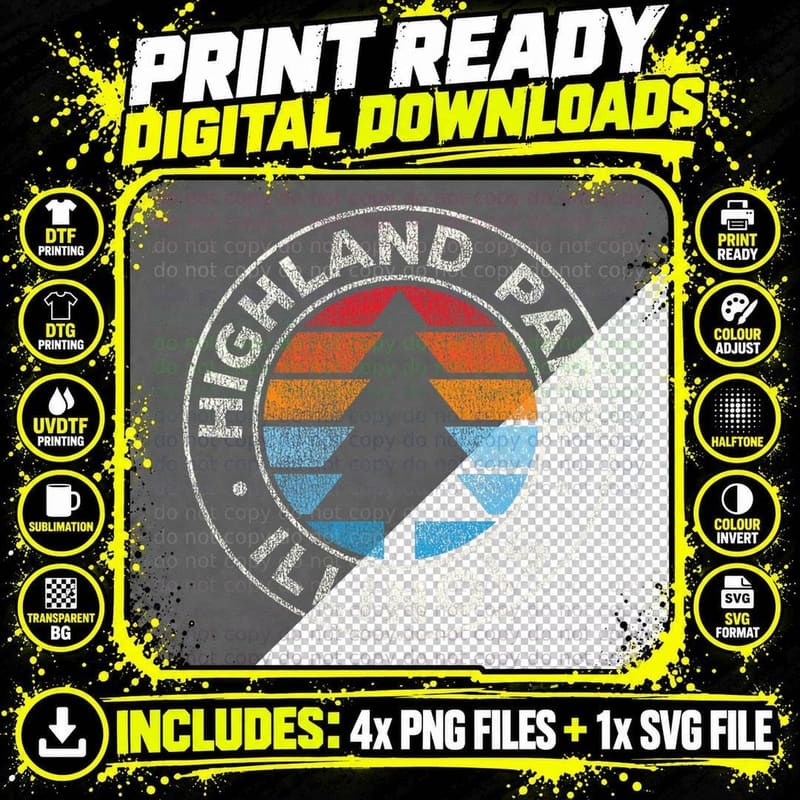 Highland Park Illinois IL Vintage Graphic Retro 70s Png SVG Digital Bundle
