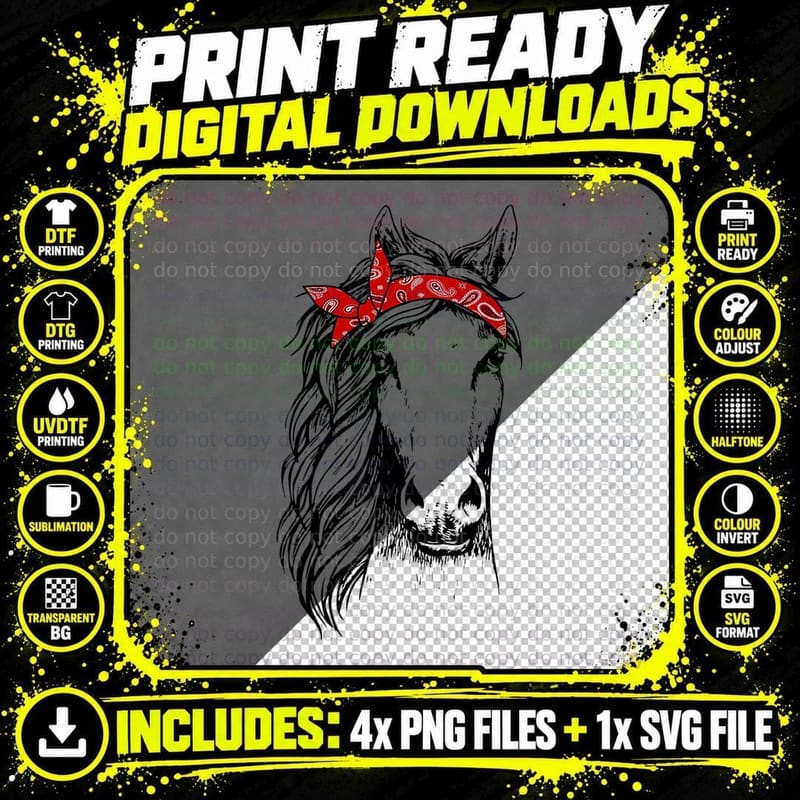 Horse Bandana for Horseback Riding Horse Lover T-Shirt Png SVG Digital Bundle