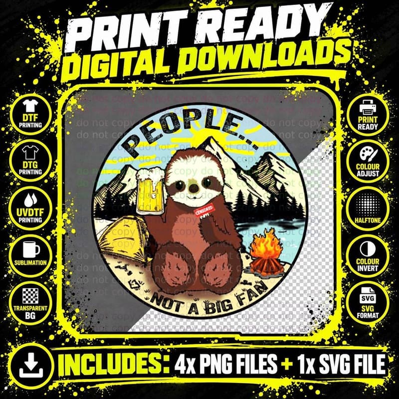 I Hate People Sloth Version Shirt, Lake Trip, Fresh Air Png SVG Digital Bundle