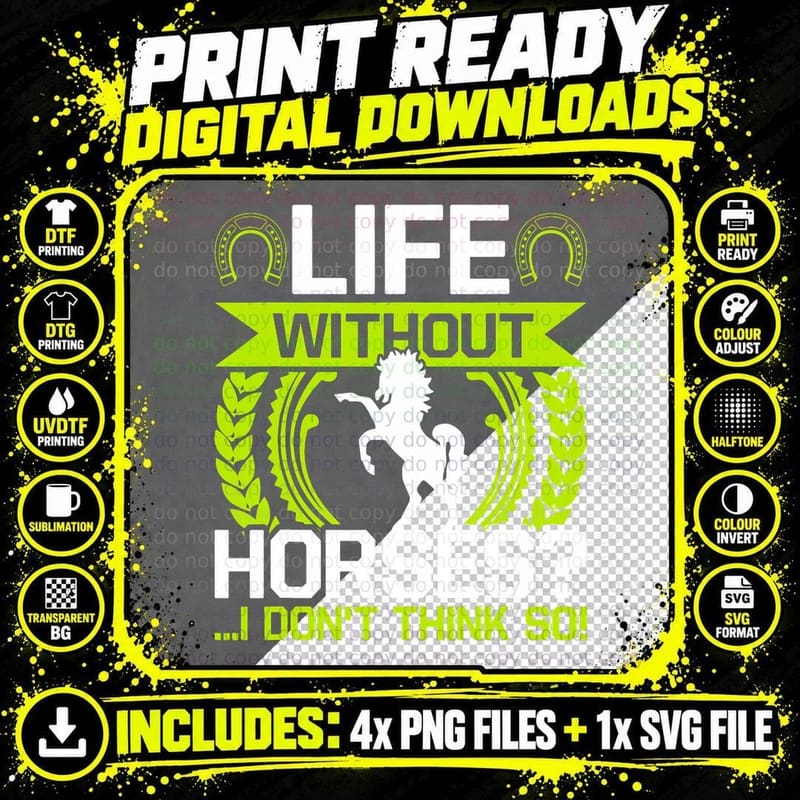 Life Without Horses I Don't Think So Kids Horse Girl Png SVG Digital Bundle