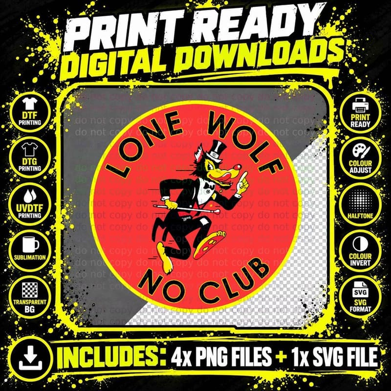 Lone Wolf Patrol No Club Clubs Sticker Decal T-Shirt Png SVG Digital Bundle