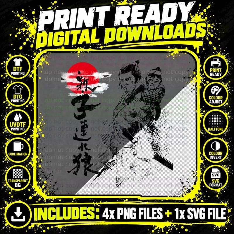 Lone Wolf and Cub T-Shirt Png SVG Digital Bundle