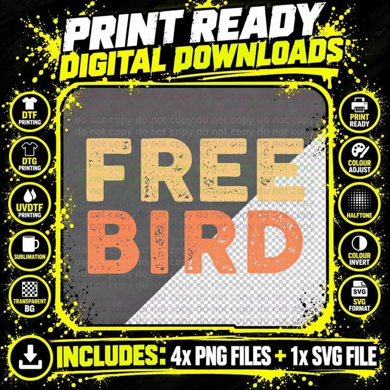 Lyriclyfe T-Shirt Free Bird by Ronnie Van Zant & a Png SVG Digital Bundle
