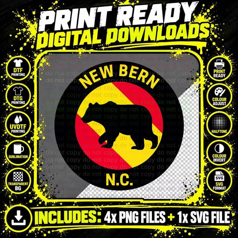New Bern North Carolina Bear T-Shirt Png SVG Digital Bundle