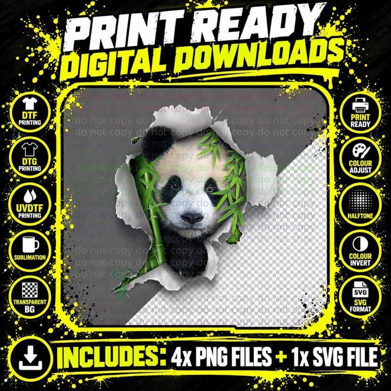 Panda Bear, Cute Panda, Zoo Animal, Panda T-Shirt Png SVG Digital Bundle