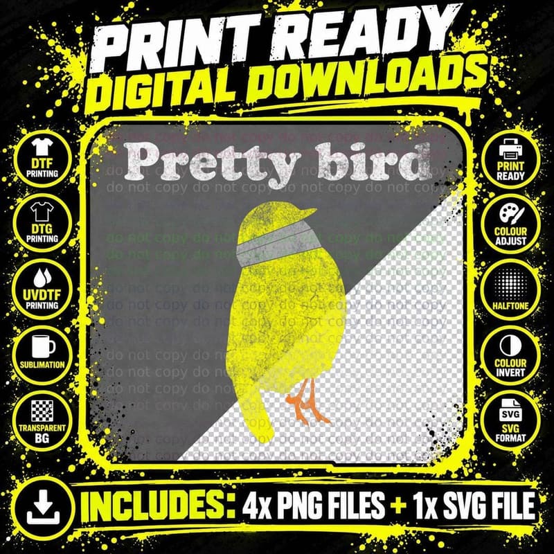 Pretty Bird Cute Dumb Funny T-Shirt Png SVG Digital Bundle