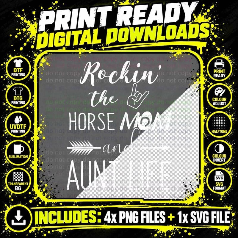 Rockin the Horse Mom and Aunt Life - Unique Horse Lovers Png SVG Digital Bundle