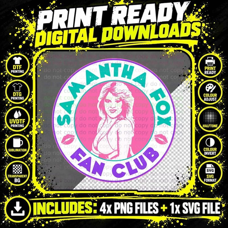 Samantha FOX FAN CLUB T-Shirt Png SVG Digital Bundle
