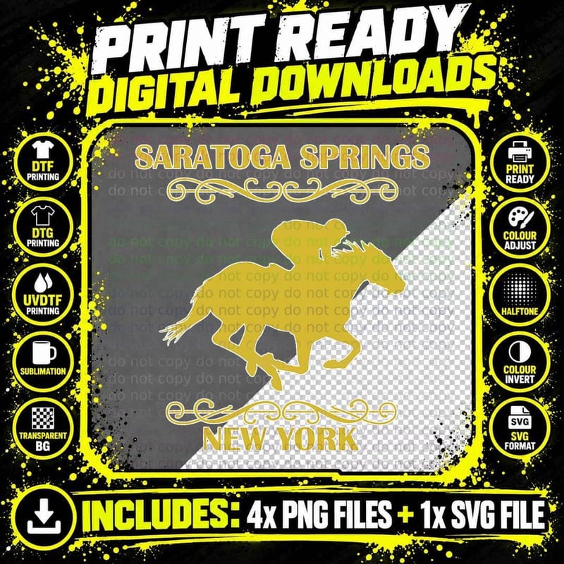 Saratoga Springs Upstate New York Horse Racing Jockey Png SVG Digital Bundle
