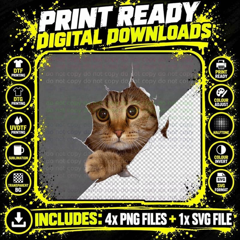 Sweet Kitten Torn Cloth - Funny Cat Lover Cat Owner Cat Png SVG Digital Bundle