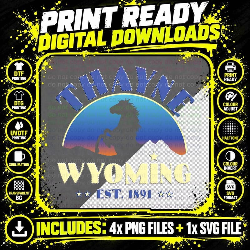 Thayne Wyoming WY Wild Horse T-Shirt Png SVG Digital Bundle