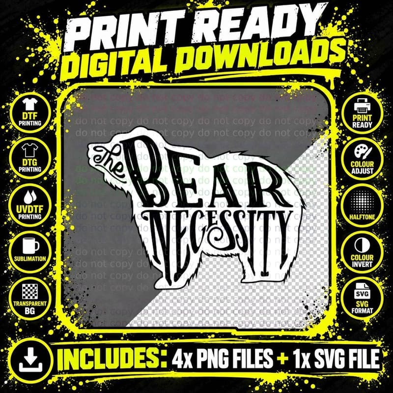 The Bear Necessity T-Shirt Png SVG Digital Bundle