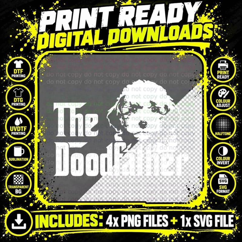 The Doodfather - Funny Dog Goldendoodle Labradoodle Png SVG Digital Bundle