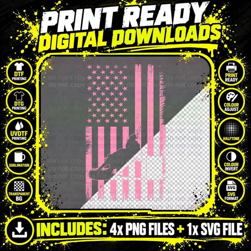US Flag Pink Cowgirl Rodeo Western Horse Barrel Racing Png SVG Digital Bundle