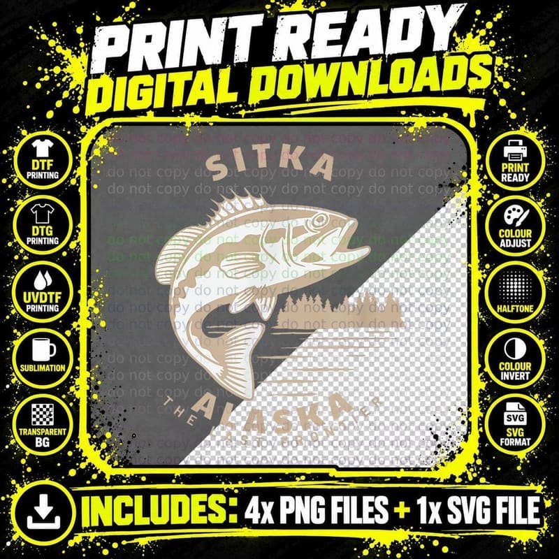 Vintage Retro SITKA Alaska BEAR Wildlife T-Shirt Png SVG Digital Bundle