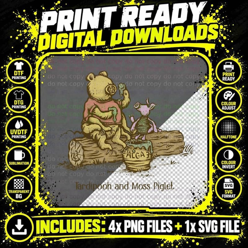 Water Bear and Moss Piglet T-Shirt Png SVG Digital Bundle