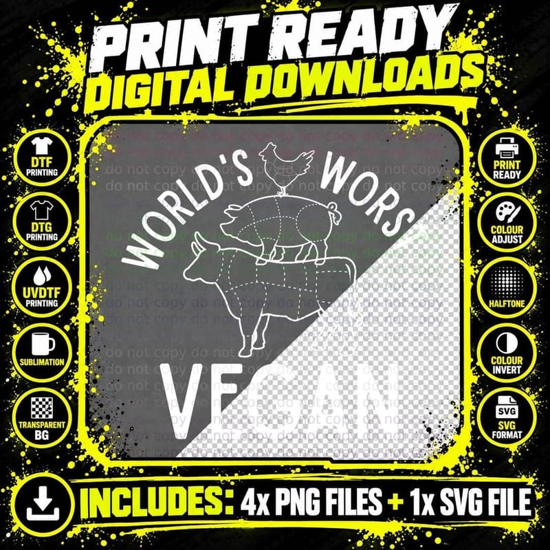 World's Worst Vegan Meat BBQ Cow T-Shirt Png SVG Digital Bundle