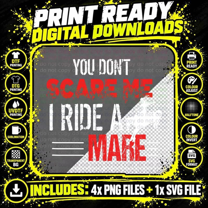 You Don't Scare Me I Ride a Mare Horse Lover T-Shirt Png SVG Digital Bundle