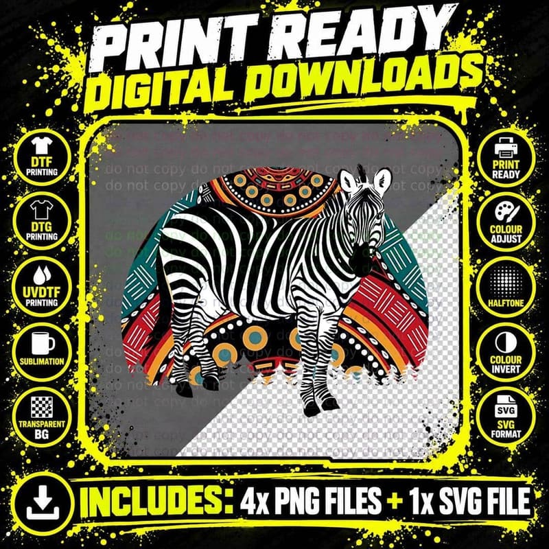 Zebra Tshirt for Men in Africa Animal Wild Zoo Horse Png SVG Digital Bundle