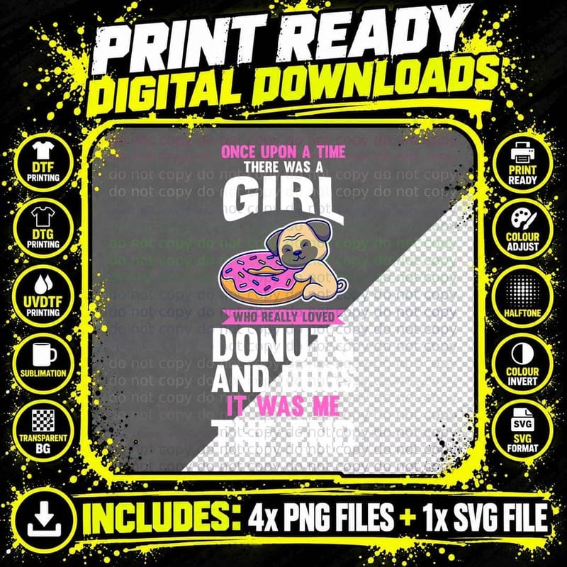 A Girl Who Love Dogs and Donuts T-Shirt Png SVG Digital Bundle