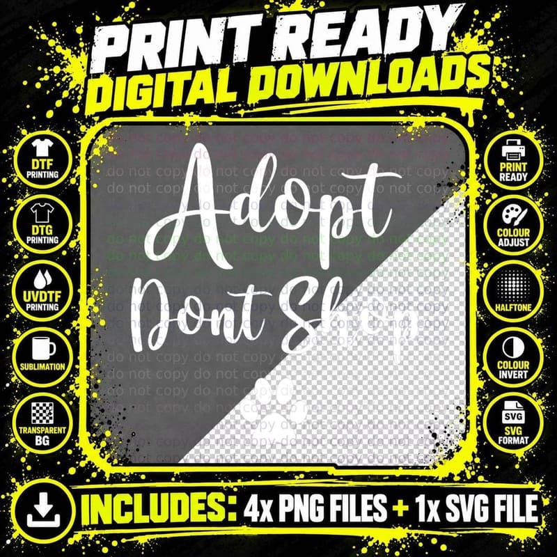 Adopt Don't Shop Pet Adoption T-Shirt, Animal Advocacy Png SVG Digital Bundle