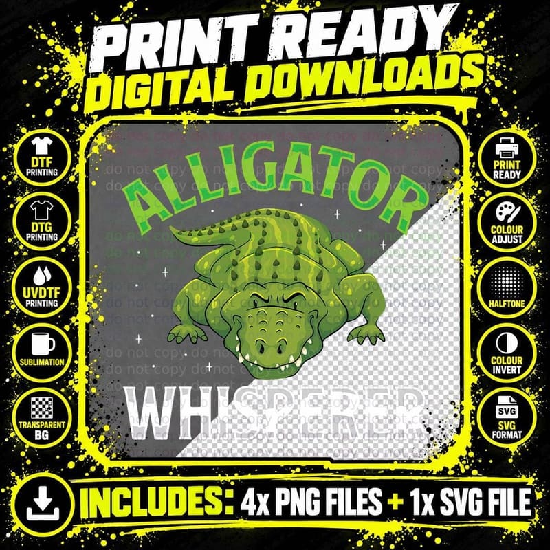 Alligator Whisperer Gator Crocodile Zoo Animal Lover Png SVG Digital Bundle